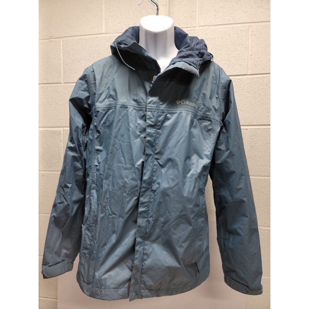 Columbia Rain Jacket Nylon Windbreaker Waterproof Breathable Gray Mens Medium